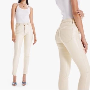 MOTHER The Super Swooner Vegan Leather High Rise Skinny Pant in Wax On Wax Off